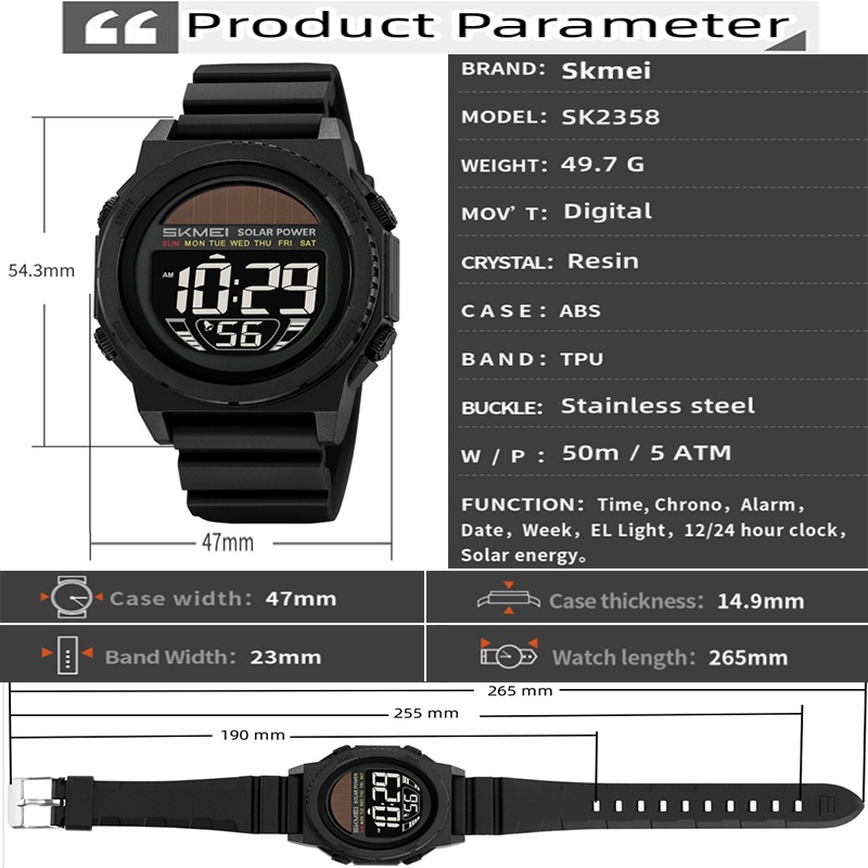 Skmei Solar Energy Digital Wat - đánh giá và giá Solar Powered Watch