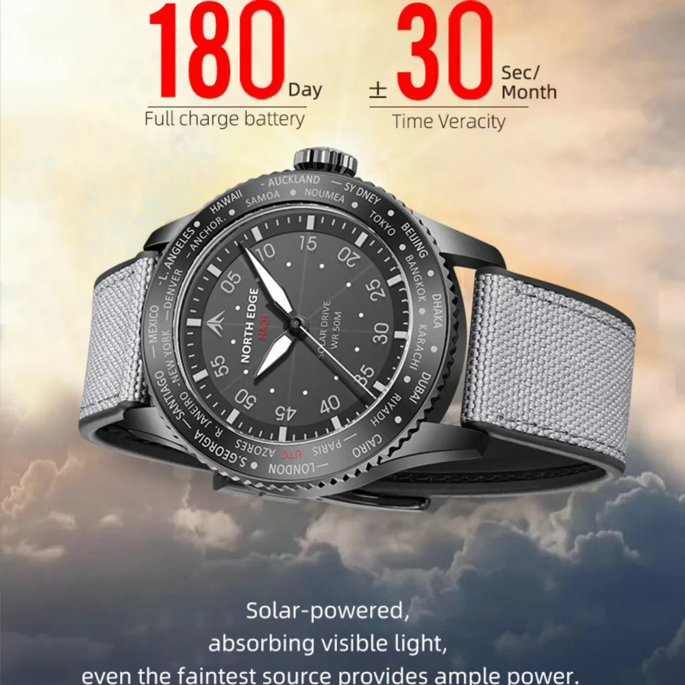 NORTH EDGE MACH Solar Power Pi - đánh giá và giá Solar Powered Watch