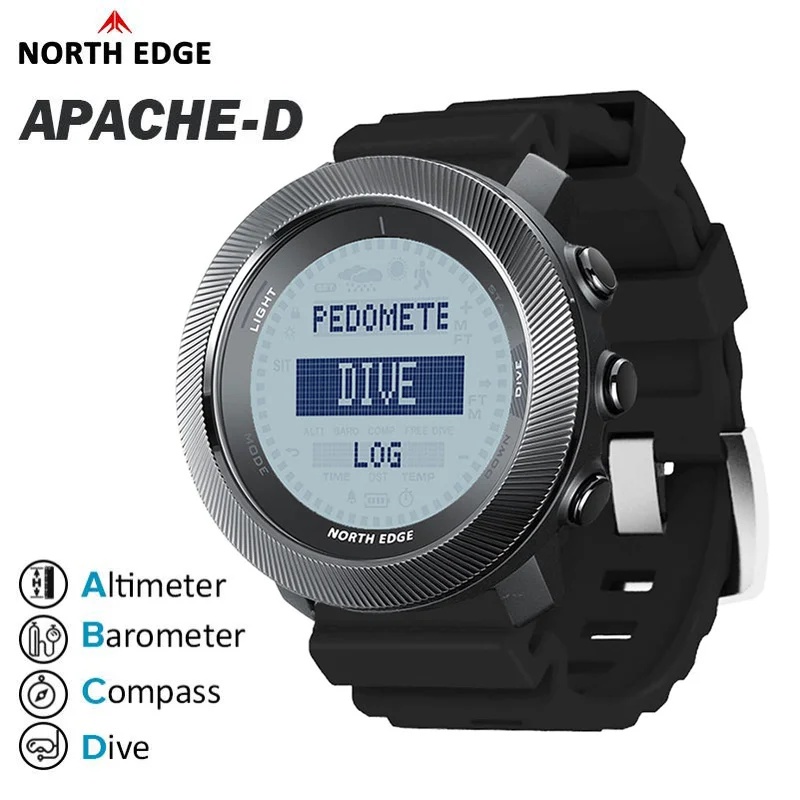 NORTH EDGE APACHE-D Men Free D - đánh giá và giá Waterproof Diving Watch