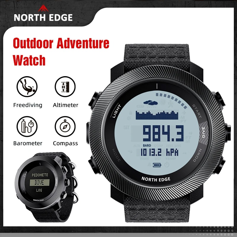 NORTH EDGE APACHE-D Men Free D - đánh giá và giá Waterproof Diving Watch