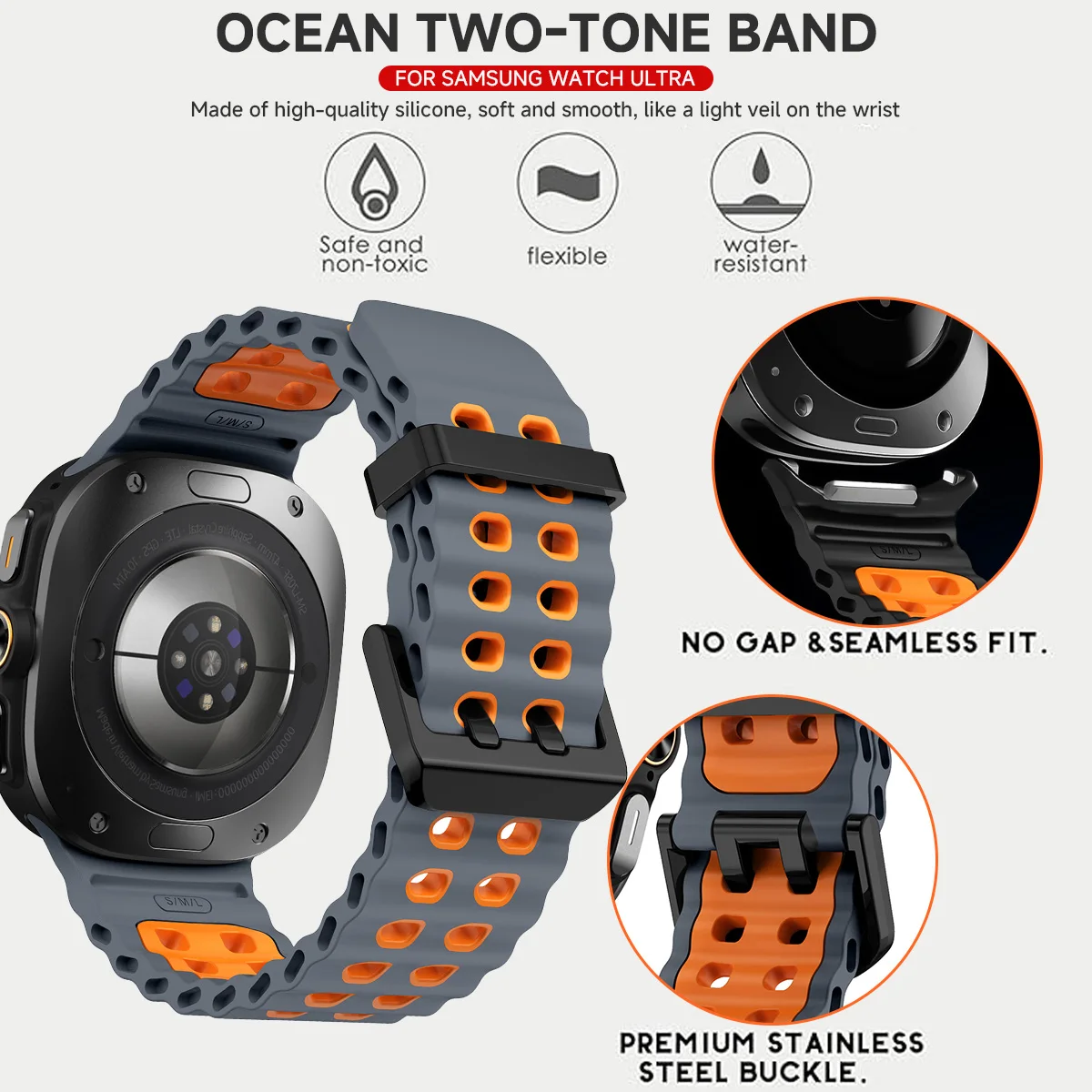 Two-Tone Silicone Band For Sam - đánh giá và giá Tide Watch Surf